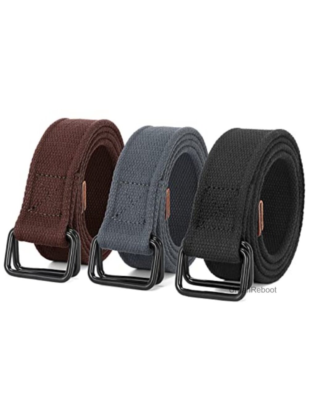 Canvas Fabric Belts with Double Ring Buckle 2 Pack